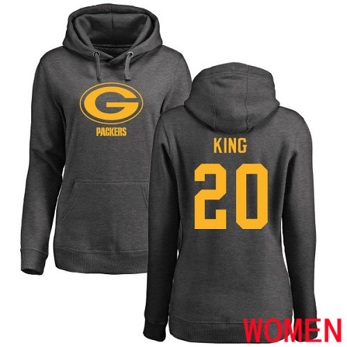 Green Bay Packers Ash Women #20 King Kevin One Color Nike NFL Pullover Hoodie Sweatshirts
